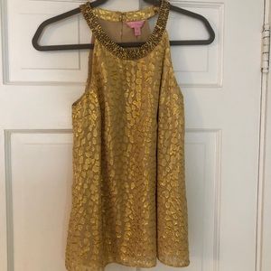 NWOT Lilly Pulitzer metallic gold top size xxs